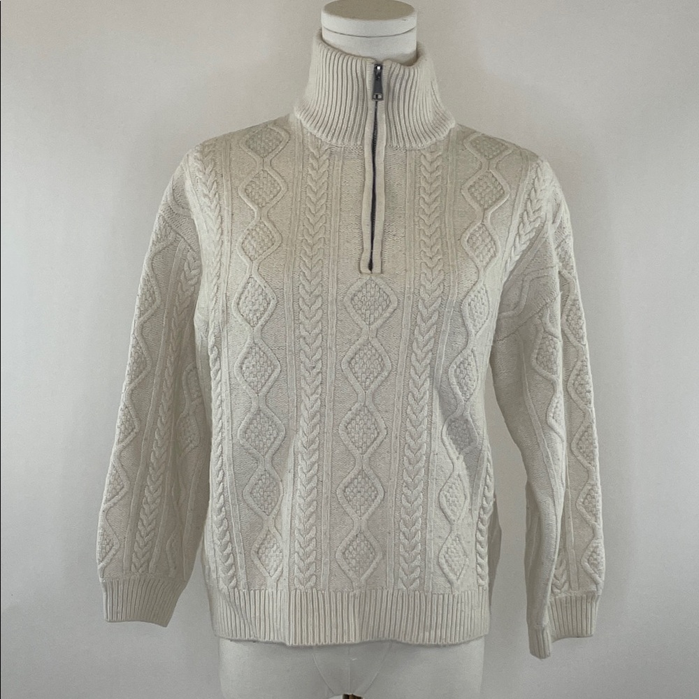 Splendid Dakota Half Zip Cable Knit Sweater in Cream, XS - Picture 5 of 9